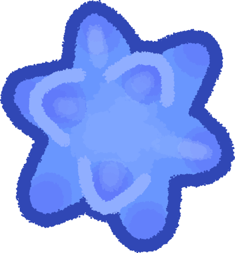 a blue 3d-looking star fragment from animal crossing. it comes to 9 visible points